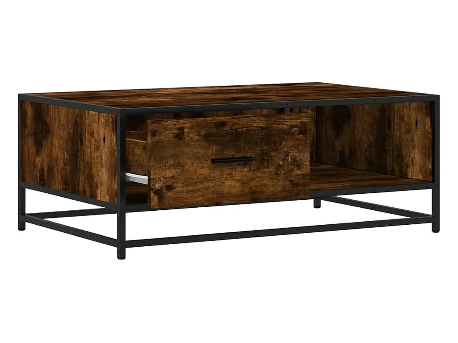 Mesa De Centro* Mesa de centro | Mesa de apoio 90x57x35 cm deriv. madeira/metal carvalho fumado Castanho