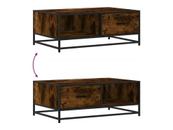 Mesa De Centro* Mesa de centro | Mesa de apoio 90x57x35 cm deriv. madeira/metal carvalho fumado Castanho