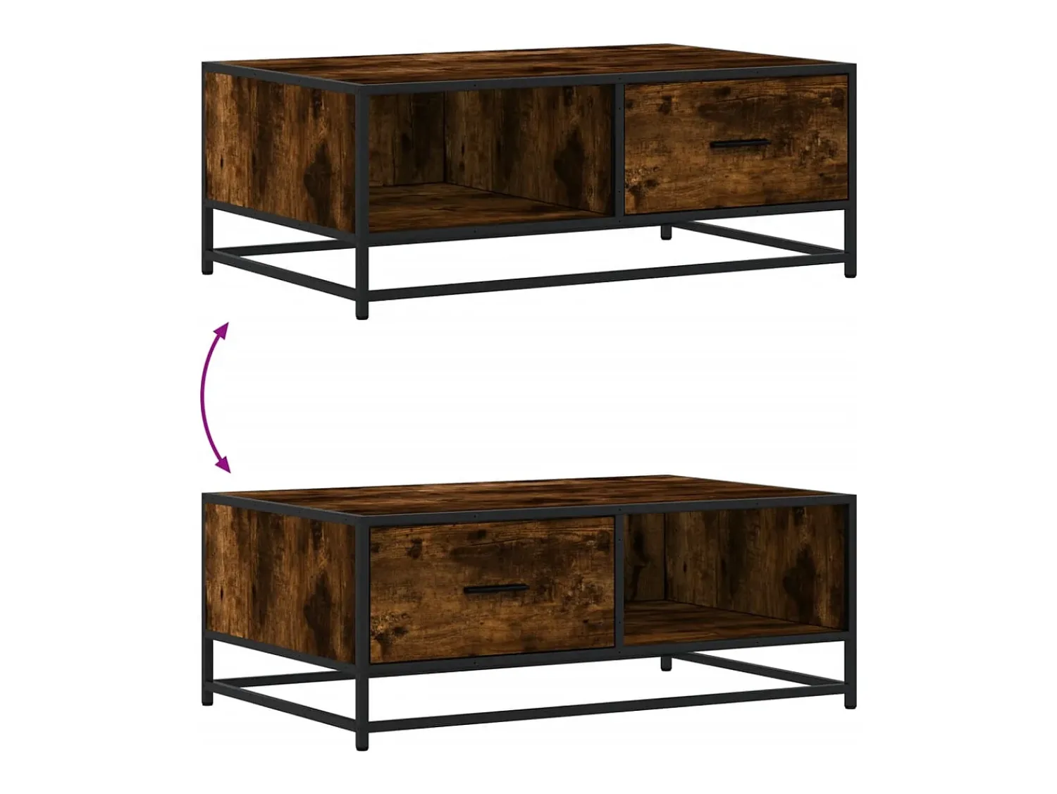 Mesa De Centro* Mesa de centro | Mesa de apoio 90x57x35 cm deriv. madeira/metal carvalho fumado Castanho