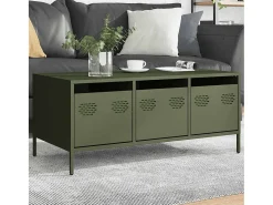 Mesa De Centro* Mesa de centro | Mesa de apoio 101.5x50x43.5 cm aço laminado a frio -azeitona Verde