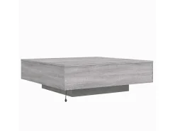 Online Mesa de centro | Mesa de apoio com luzes LED 100x100x31 cm sonoma Cinzento