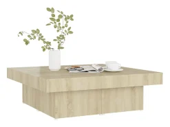 Mesa de centro | Mesa de apoio 90x90x28 cm contraplacado carvalho sonoma^ Mesa De Centro