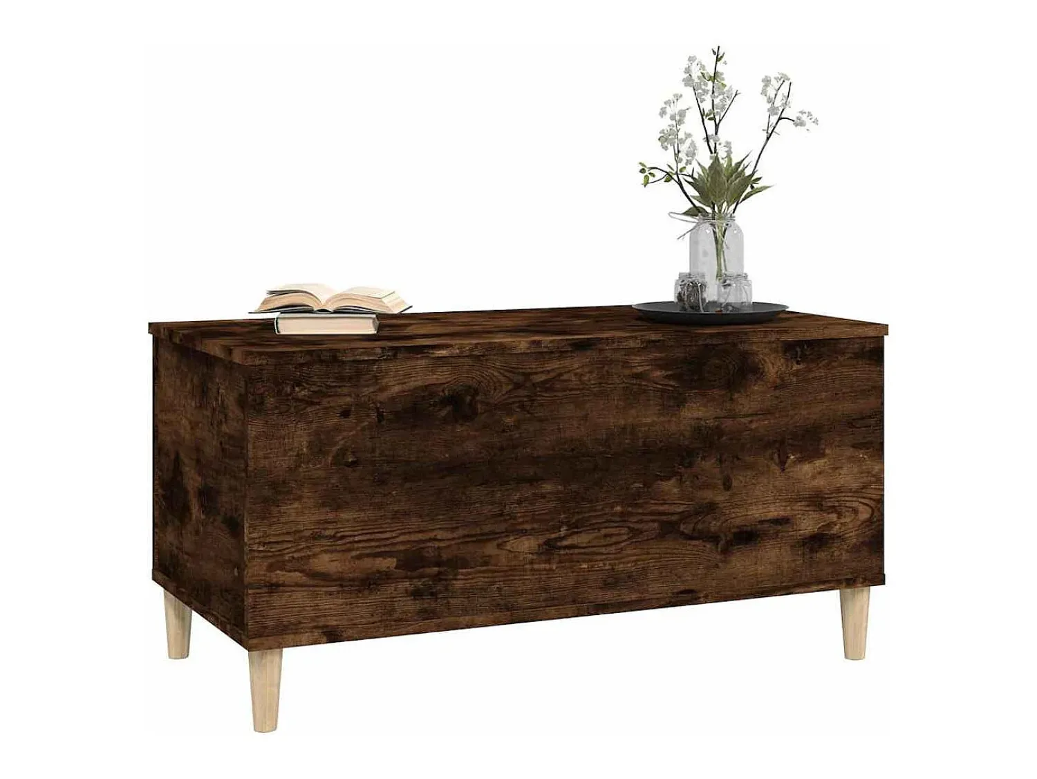 Mesa de centro | Mesa de apoio 90x44.5x45 cm derivados madeira carvalho fumado^ Mesa De Centro
