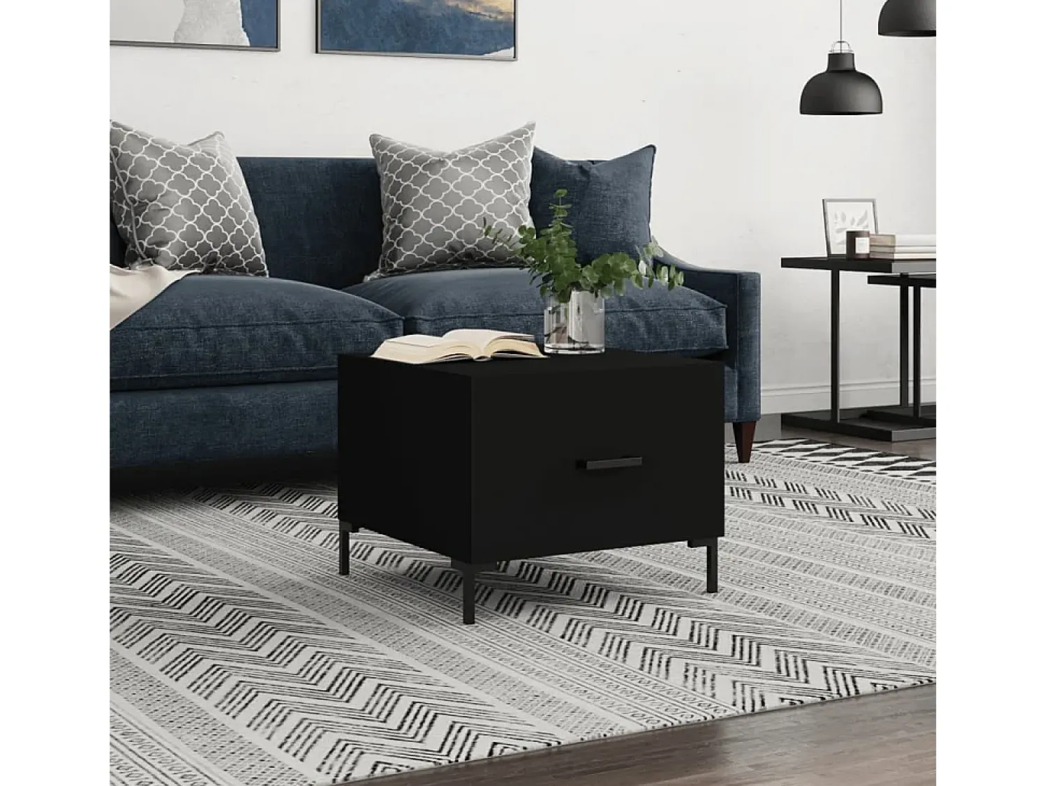 Mesa De Centro| Mesa de centro | Mesa de apoio 50x50x40 cm derivados de madeira Preto
