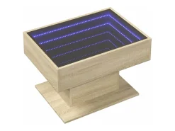 Online Mesa de centro | Mesa de apoio c/ LEDs 70x50x45 cm derivados de madeira Castanho