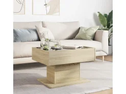 Online Mesa de centro | Mesa de apoio c/ LEDs 70x50x45 cm derivados de madeira Castanho