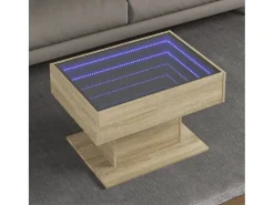 Online Mesa de centro | Mesa de apoio c/ LEDs 70x50x45 cm derivados de madeira Castanho