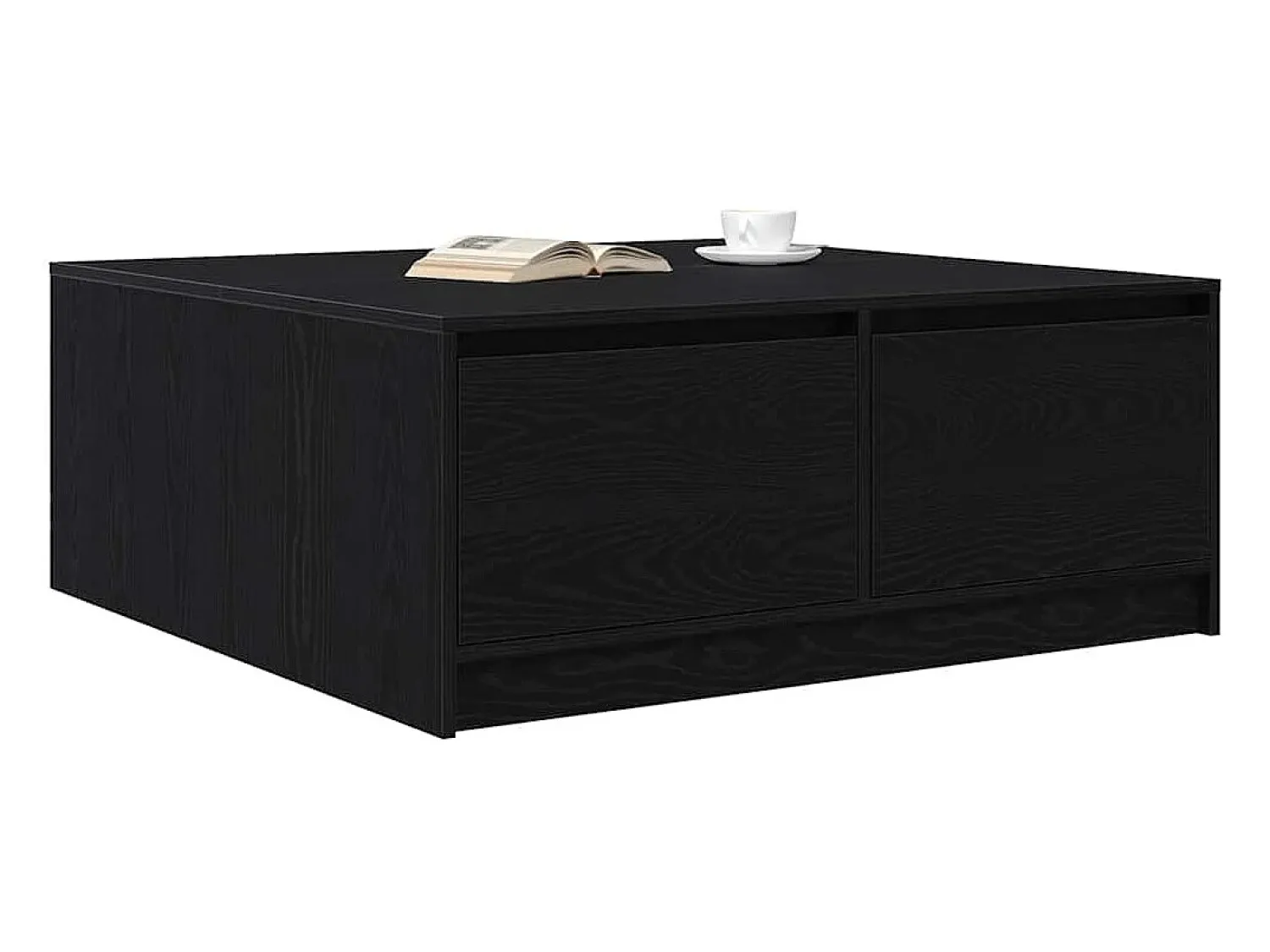 Mesa De Centro* Mesa de centro | Mesa de apoio com gavetas 100x100x40 cm carvalho Preto