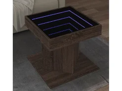 Mesa De Centro* Mesa de centro | Mesa de apoio c/ LEDs 50x50x45 madeira processada Castanho