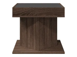 Mesa De Centro* Mesa de centro | Mesa de apoio c/ LEDs 50x50x45 madeira processada Castanho