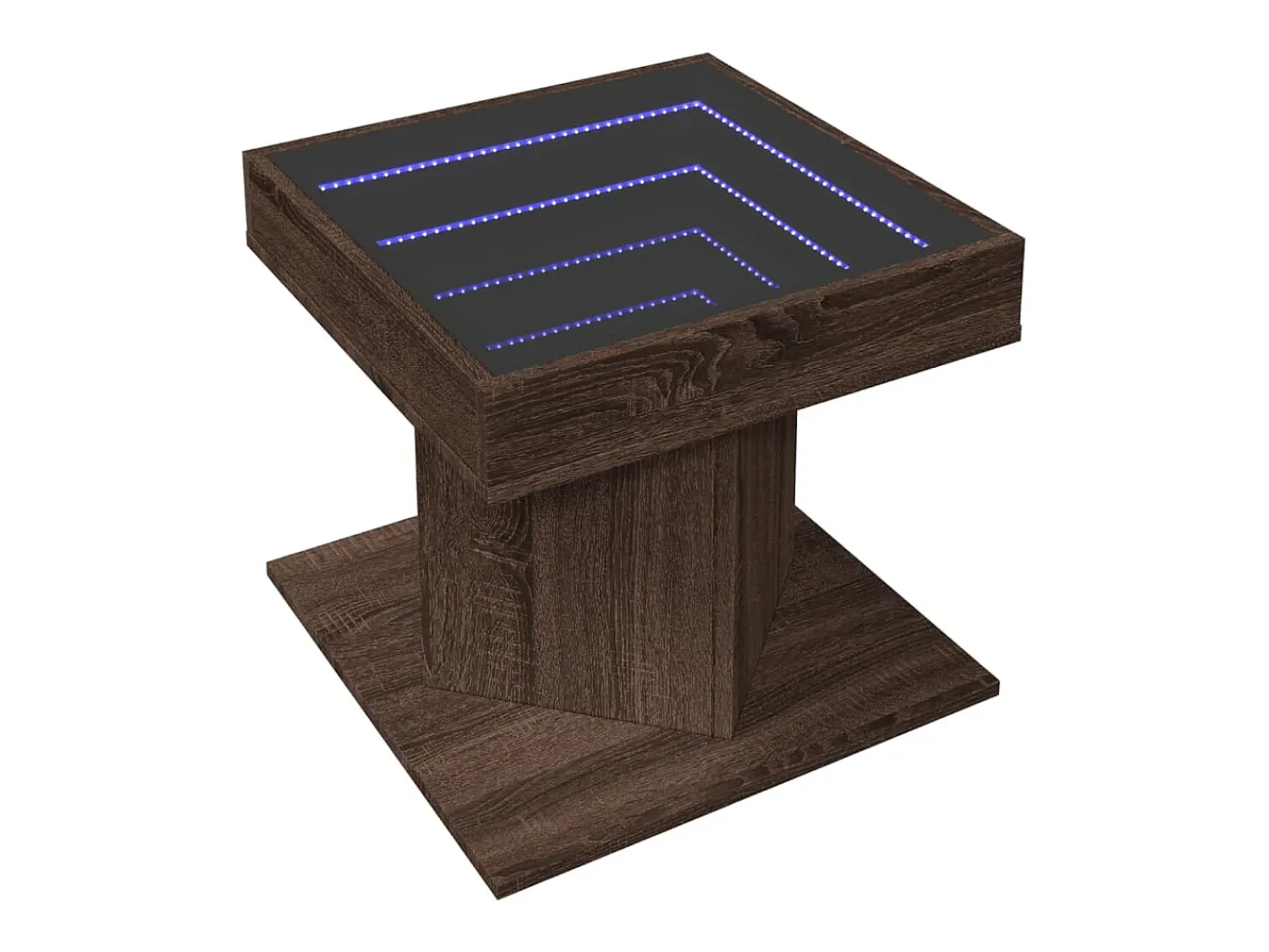 Mesa De Centro* Mesa de centro | Mesa de apoio c/ LEDs 50x50x45 madeira processada Castanho