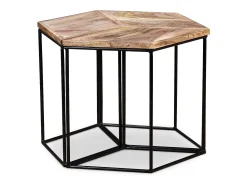 Mesa De Centro| Mesa de centro | Mesa de apoio madeira de mangueira maciça 56x48x40 cm Castanho