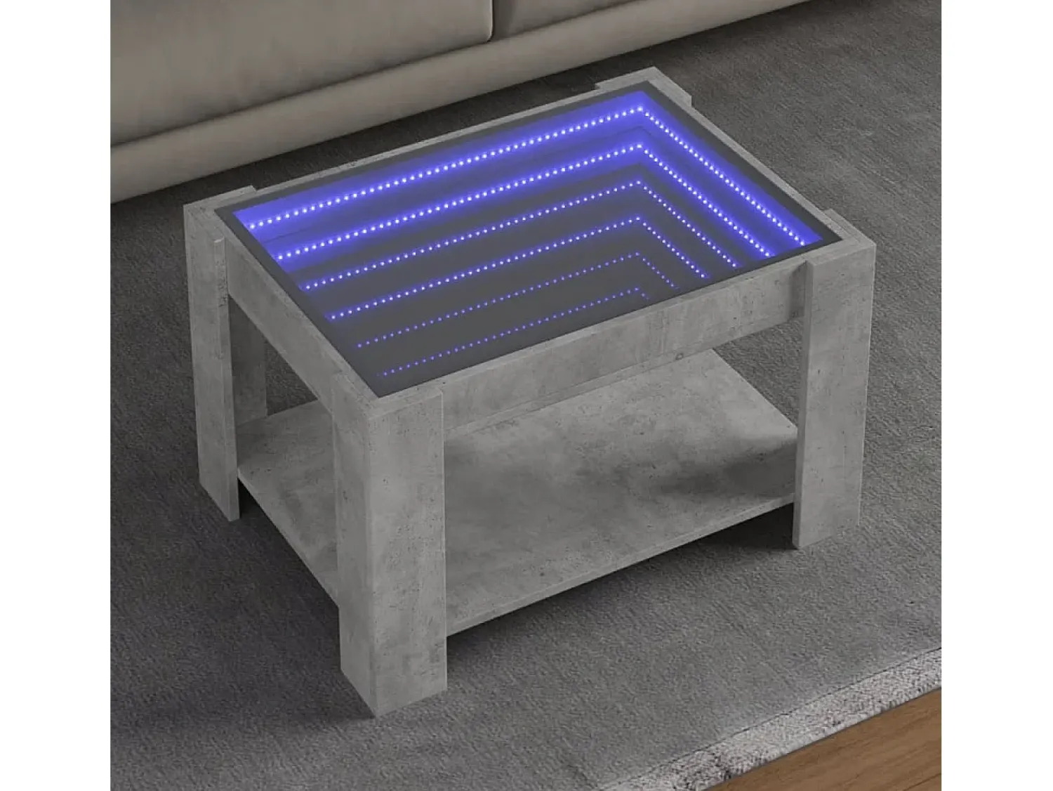 Mesa de centro | Mesa de apoio c/ LEDs 73x53x45 cm derivados de madeira^ Mesa De Centro