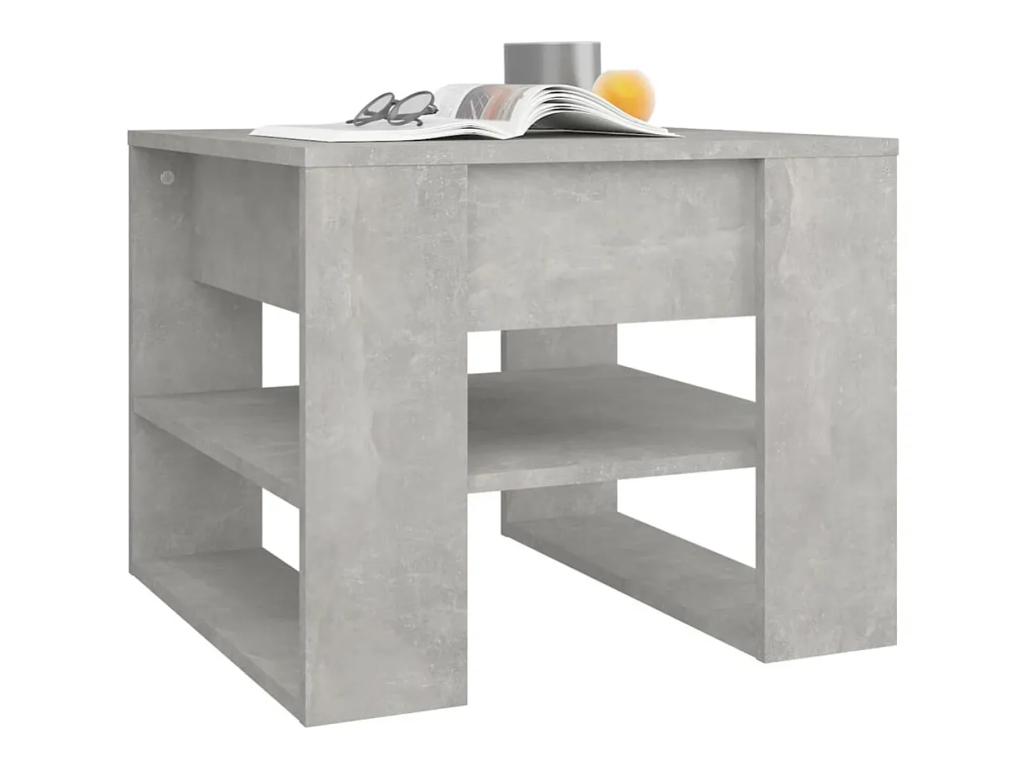 Mesa De Centro| Mesa de centro | Mesa de apoio 55.5x55x45 cm madeira processada cinza cimento Cinzento