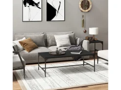Mesa de centro | Mesa de apoio 100x50x35 cm derivados de madeira Preto