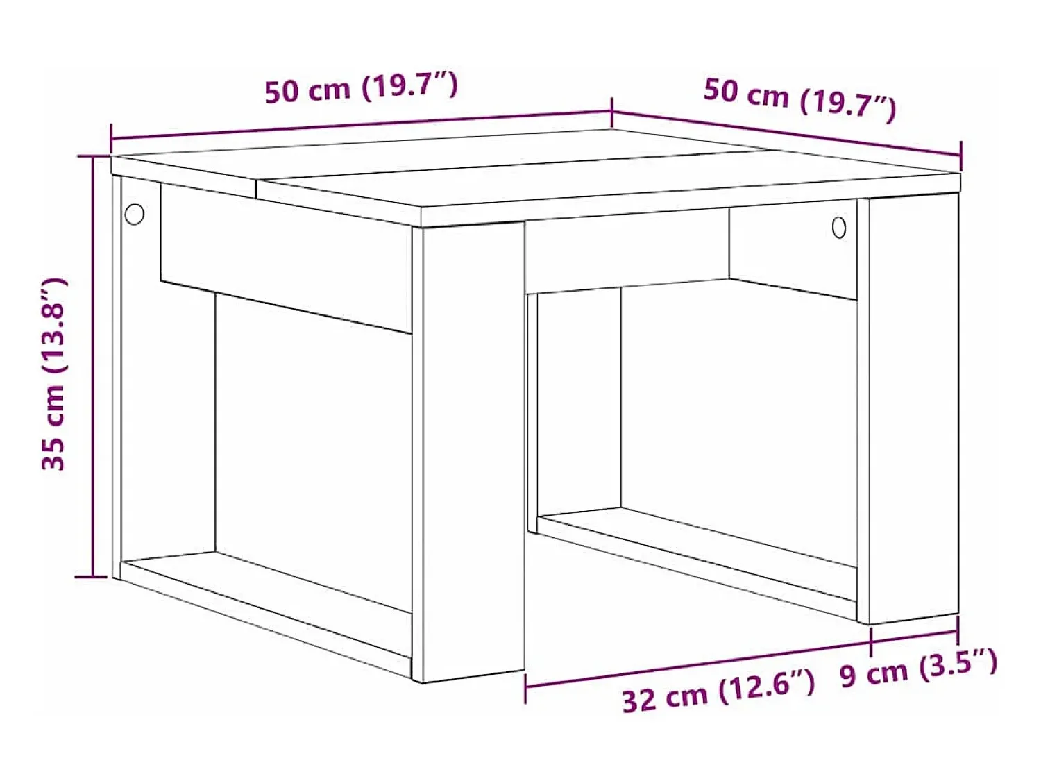 Mesa de centro | Mesa de apoio Carvalho 50x50x35 cm^ Mesa De Centro