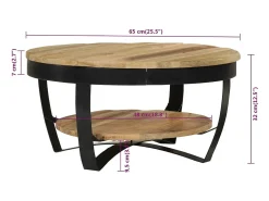 Hot Mesa de centro | Mesa de apoio | Mesa de café madeira de mangueira maciça áspera 65x32 cm Castanho