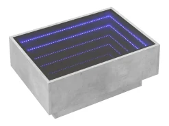 Mesa De Centro| Mesa de centro | Mesa de apoio c/ LEDs 70x50x30 cm derivados de madeira Cinzento