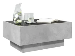 Mesa De Centro| Mesa de centro | Mesa de apoio c/ LEDs 70x50x30 cm derivados de madeira Cinzento