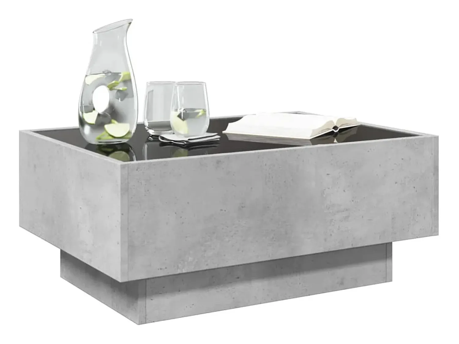 Mesa De Centro| Mesa de centro | Mesa de apoio c/ LEDs 70x50x30 cm derivados de madeira Cinzento