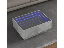 Mesa De Centro| Mesa de centro | Mesa de apoio c/ LEDs 70x50x30 cm derivados de madeira Cinzento