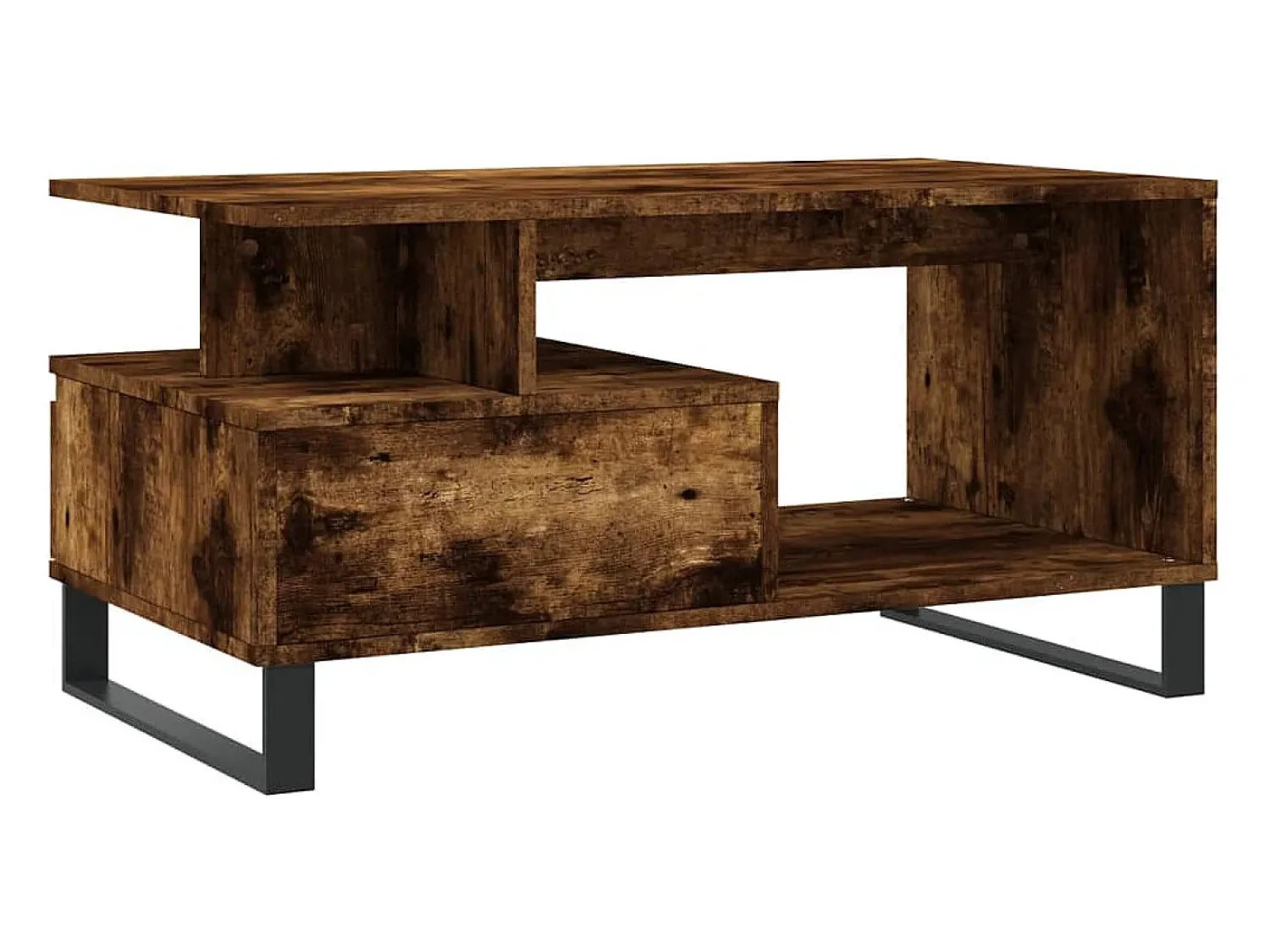 Mesa de centro | Mesa de apoio 90x49x45 cm derivados madeira carvalho fumado Castanho
