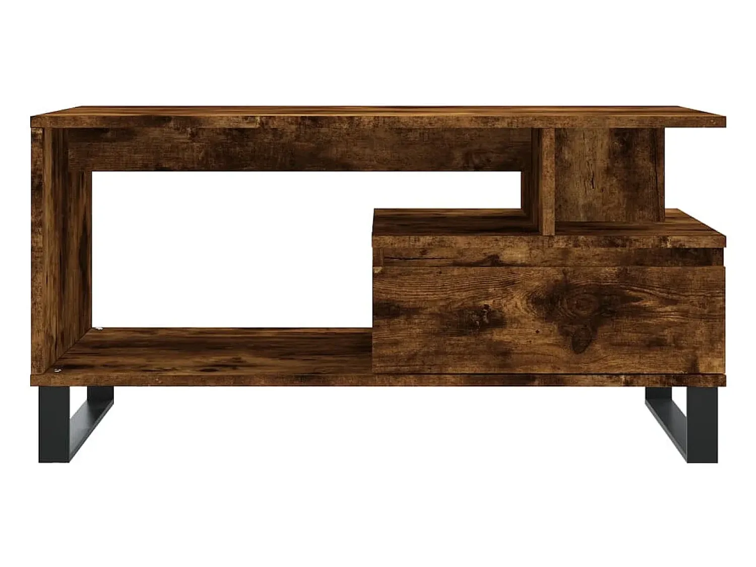 Mesa de centro | Mesa de apoio 90x49x45 cm derivados madeira carvalho fumado Castanho