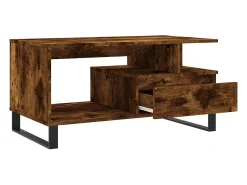 Mesa de centro | Mesa de apoio 90x49x45 cm derivados madeira carvalho fumado Castanho