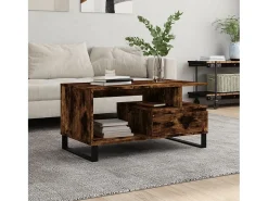Mesa de centro | Mesa de apoio 90x49x45 cm derivados madeira carvalho fumado Castanho