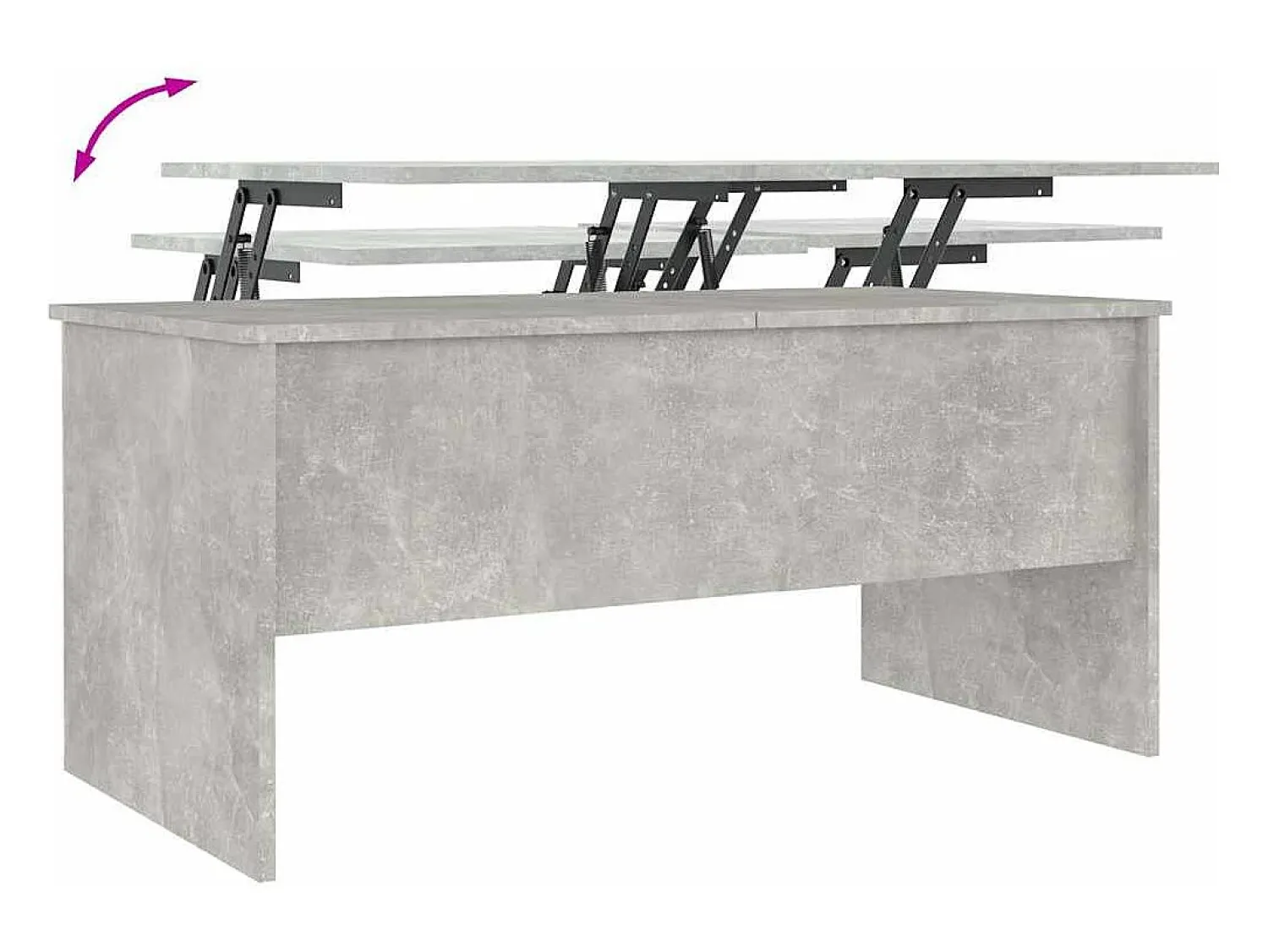 Mesa de centro | Mesa de apoio 102x50.5x46.5cm madeira processada cinza cimento^ Mesa De Centro