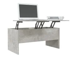 Mesa de centro | Mesa de apoio 102x50.5x46.5cm madeira processada cinza cimento^ Mesa De Centro