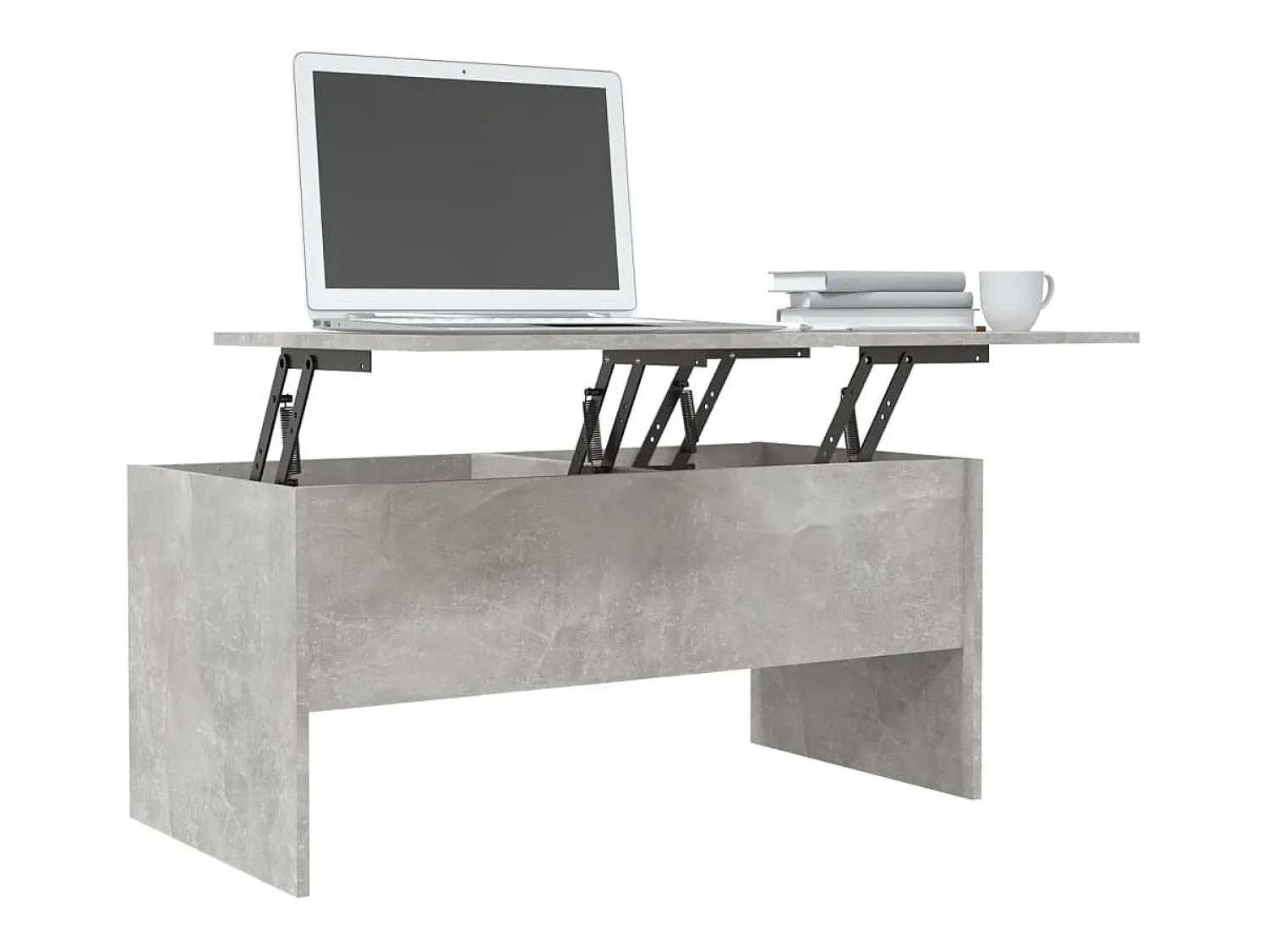 Mesa de centro | Mesa de apoio 102x50.5x46.5cm madeira processada cinza cimento^ Mesa De Centro