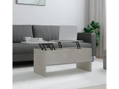 Mesa de centro | Mesa de apoio 102x50.5x46.5cm madeira processada cinza cimento^ Mesa De Centro