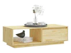 Mesa De Centro* Mesa de centro | Mesa de apoio | Mesa de café 110x50x33.5 cm madeira de pinho maciça Castanho