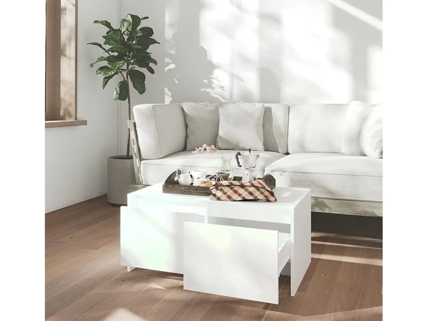 Mesa De Centro* Mesa de centro | Mesa de apoio 90x50x41.5 cm derivados de madeira Branco
