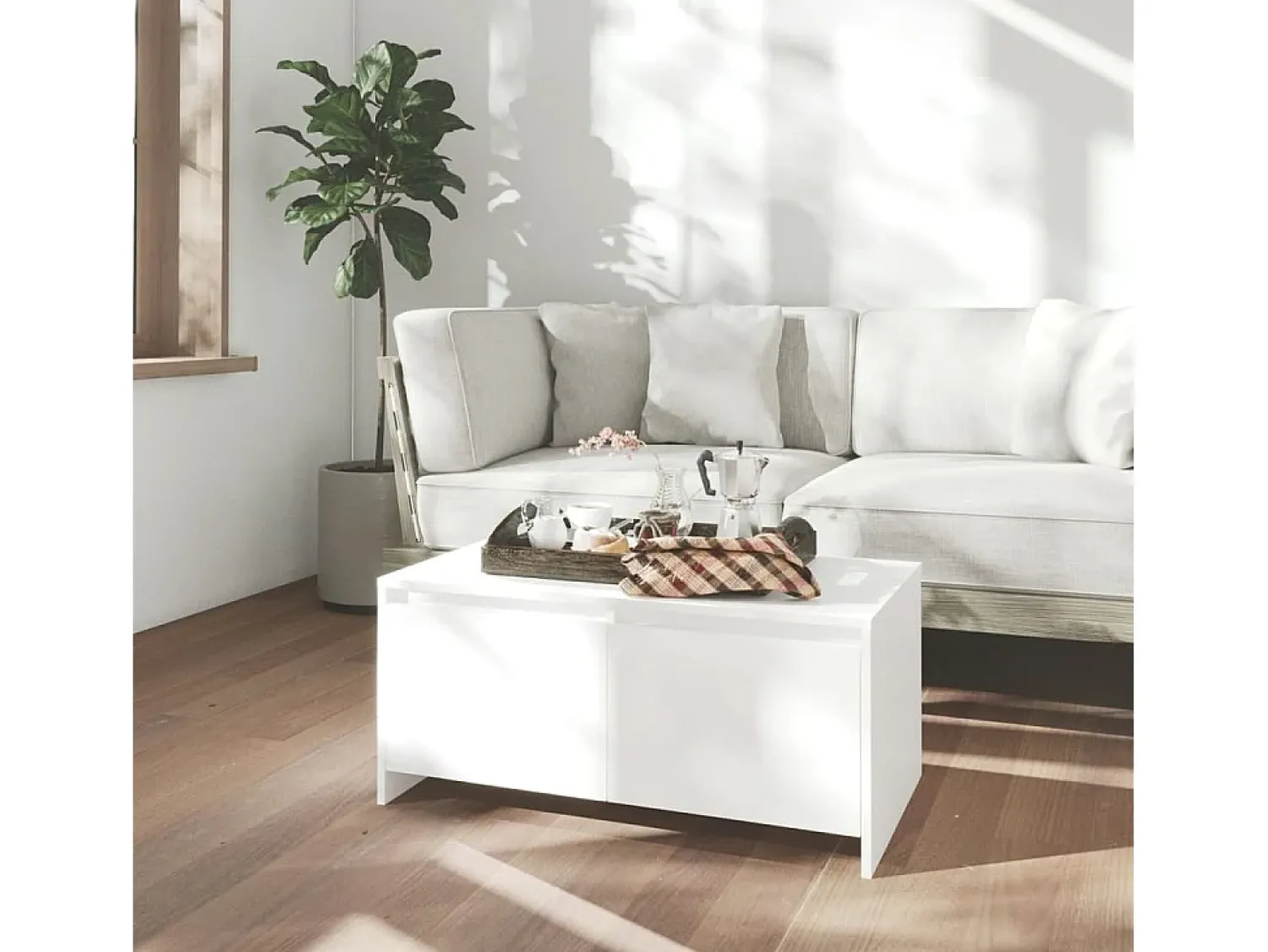 Mesa De Centro* Mesa de centro | Mesa de apoio 90x50x41.5 cm derivados de madeira Branco