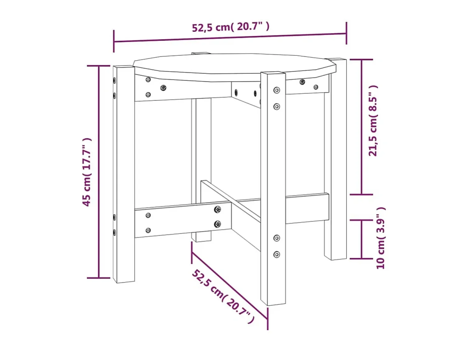 Best Mesa de centro | Mesa de apoio Ø 52.5x45 cm madeira de pinho maciça Cinzento
