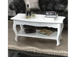 Mesa De Centro| Mesa de centro | Mesa de apoio | Mesa de café com 2 prateleiras MDF Branco