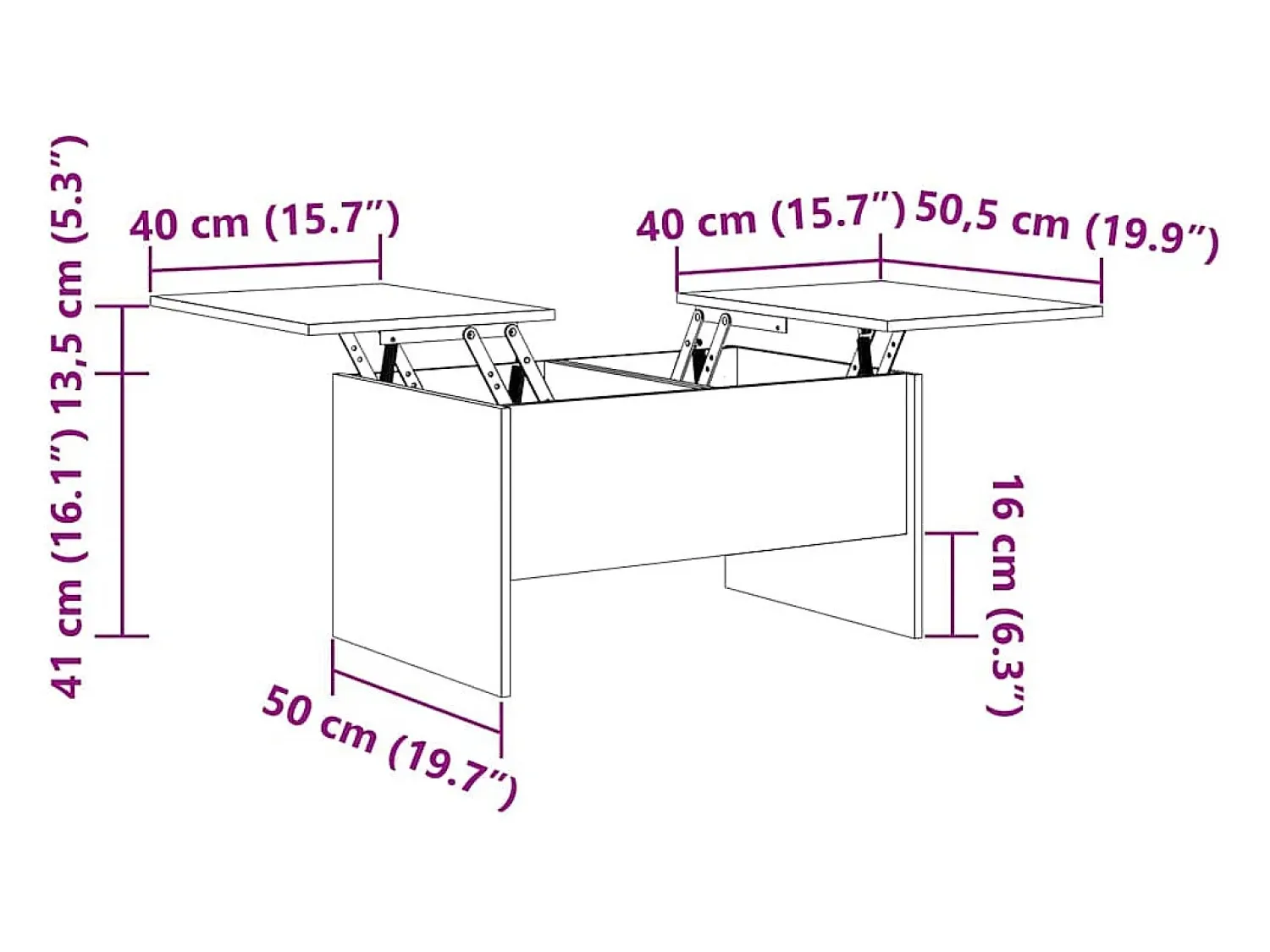 New Mesa de centro | Mesa de apoio 80x50x42.5 cm madeira processada Branco