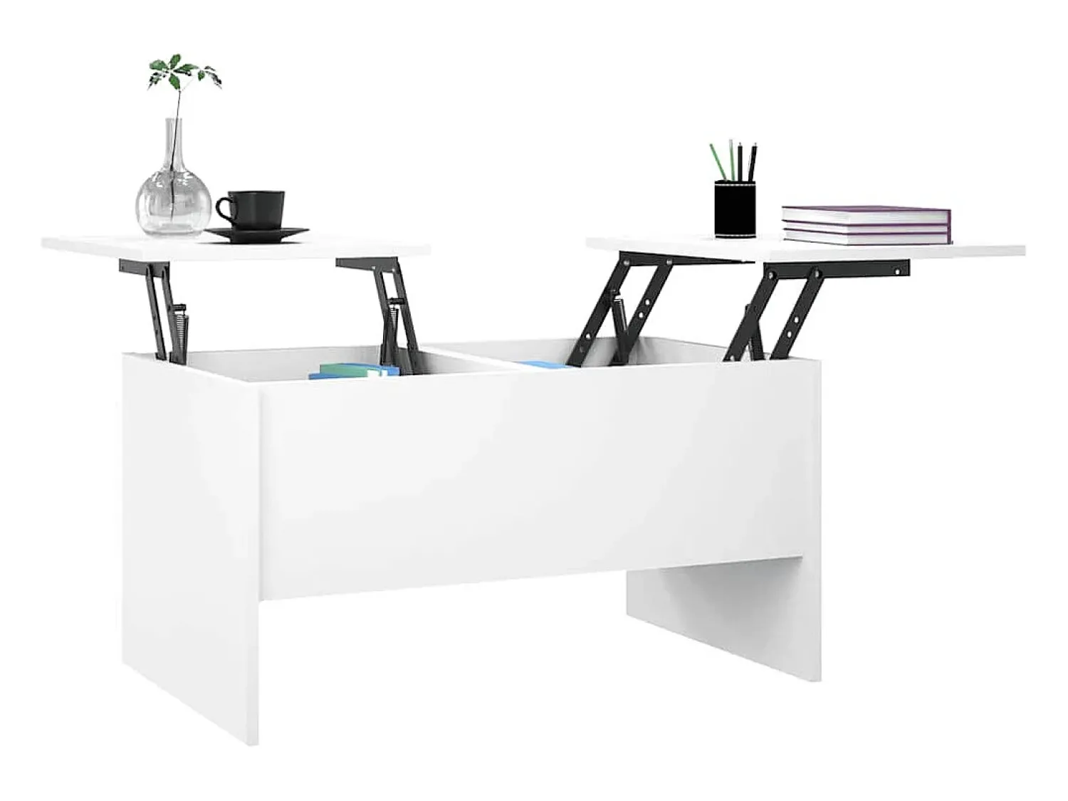 New Mesa de centro | Mesa de apoio 80x50x42.5 cm madeira processada Branco