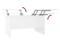 New Mesa de centro | Mesa de apoio 80x50x42.5 cm madeira processada Branco