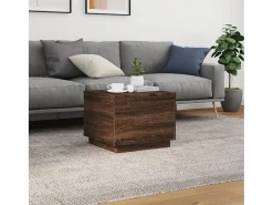 Best Mesa de centro | Mesa de apoio com luzes LED 50x50x40 cm carvalho Castanho