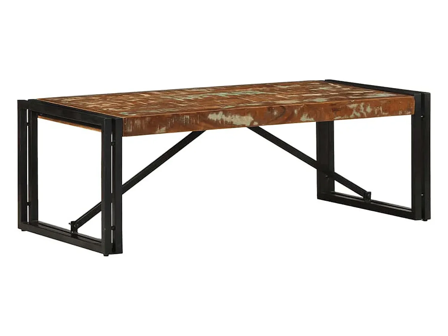 Mesa De Centro* Mesa de centro | Mesa de apoio 100x50x35 cm madeira maciça recuperada Multicor