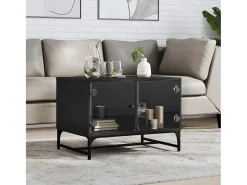 Mesa de centro | Mesa de apoio | Mesa de café c/ portas de vidro 68.5x50x50 cm^ Mesa De Centro