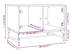 Mesa de centro | Mesa de apoio | Mesa de café c/ portas de vidro 68.5x50x50 cm^ Mesa De Centro
