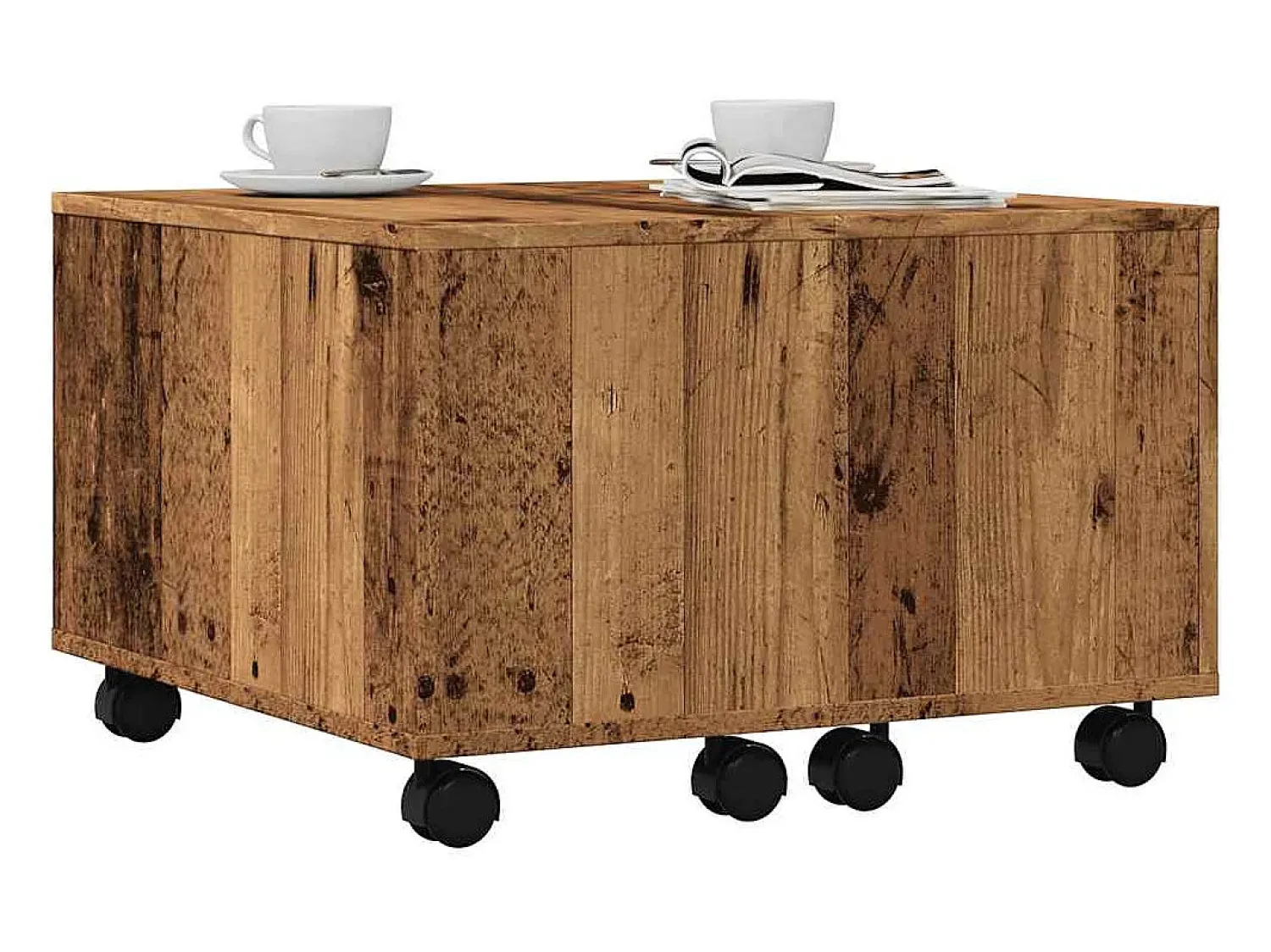 Mesa De Centro| Mesa de centro | Mesa de apoio 60x60x38 cm derivados de madeira madeira velha Castanho