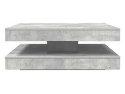 Hot Mesa de centro | Mesa de apoio rotativa a 360 graus 90x90x34.5 cm cinza cimento Cinzento