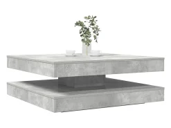 Hot Mesa de centro | Mesa de apoio rotativa a 360 graus 90x90x34.5 cm cinza cimento Cinzento