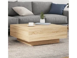 Mesa De Centro* Mesa de centro | Mesa de apoio 80x80x31 cm contraplacado carvalho sonoma Castanho