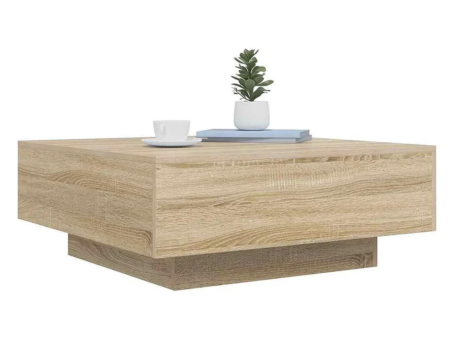 Mesa De Centro* Mesa de centro | Mesa de apoio 80x80x31 cm contraplacado carvalho sonoma Castanho